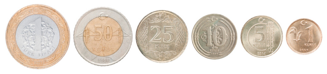 set of Turkish coins