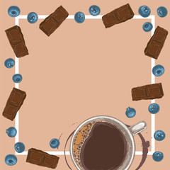 Square Menu Template with Coffee and Blueberry