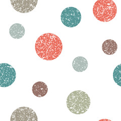 Seamless pattern with textured grunge circles, pattern for fabric, paper wrapping with rounds, print. Vector