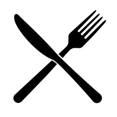Fork and knife icon isolated on white background. Trendy tool design style