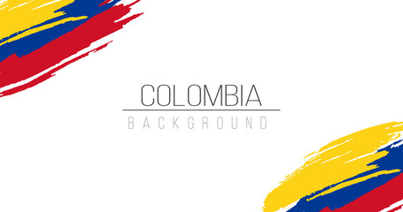Colombia flag brush style background with stripes. Stock vector illustration isolated on white background.