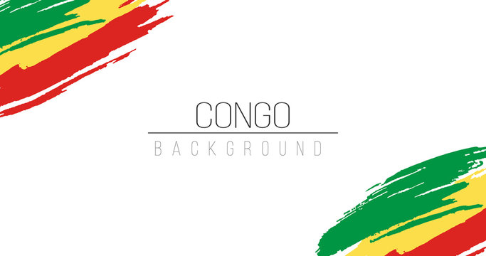 Congo flag brush style background with stripes. Stock vector illustration isolated on white background.