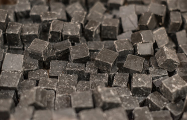 Chocolate chunks, pieces of natural dark chocolate