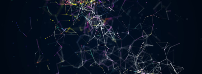 Panorama illustration background. Abstract connecting dots and lines. Concept of science digital technology. 