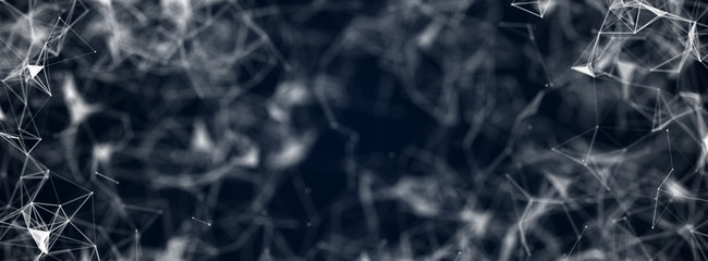 Panorama illustration background. Abstract connecting dots and lines. Concept of science digital technology. 