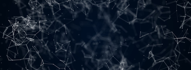 Panorama illustration background. Abstract connecting dots and lines. Concept of science digital technology. 