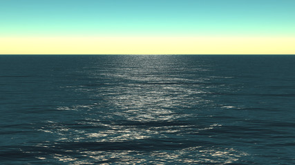 Fototapeta premium clear sea, blue sky horizon, 3d rendering