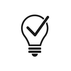 Idea concept. Light bulb and check mark
