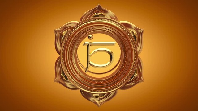 3d svadhisthana sweetness chakra rotating, orange esoteric looped background, spiritual symbol, spinning buddhist mandala, seamless animation, magical ornament loop, oriental sacred geometry concept