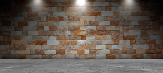 cement floor and brick wall backgrounds, studio room , interior texture for display products.