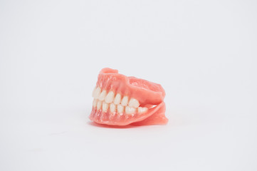 Dentures. Full removable denture. Isolate on white background