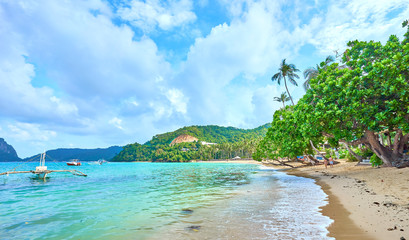"Marimegmeg Beach" also known as "Las Cabanas Beach" next to El Nido on Palawan - Philippines