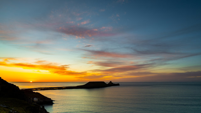Worms Head on Gower at Sunset