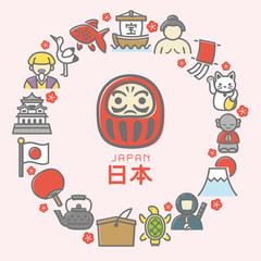 Fototapeta premium 日本のアイコン フレーム素材