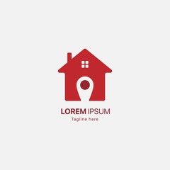 Real estate logo design concept. house with map marker logo.