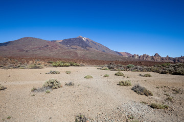 Fototapeta na wymiar A view of volcano Mount Teide, in Teide National Park, in Tenerife, the highest elevation in Spain