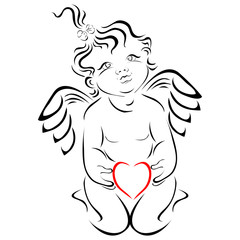 angel or cupid little baby ,  llustration realistic sketch.Valentine's day, angel,Valentine, element for your design.
