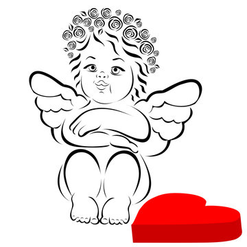 angel or cupid little baby ,  llustration realistic sketch.Valentine's day, angel,Valentine, element for your design.