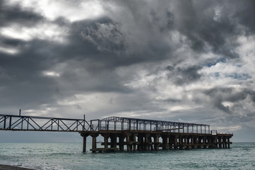 Old pier at sea and nature seascape