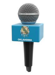 Microphone and Oklahoma flag. Image with clipping path