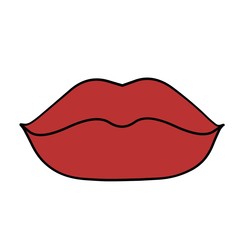 color icon of lip with outline