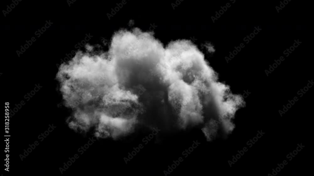 Wall mural white cloud shapes isolated over black background, 3d rendering design cloud elements high resolutio