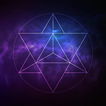 Mystical sacred geometry vector symbol Merkaba. Spirituality, harmony concept