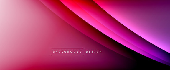 Wave liquid style lines with shadows and light on gradient background. Trendy simple fluid color gradient abstract background with dynamic straight shadow line effect