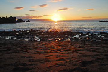 Obraz premium Black sand on the beach of Tenerife, Canary islands, Spain