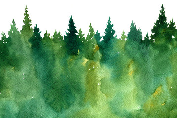 watercolor landscape with trees © cat_arch_angel