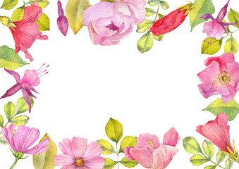 seamless pattern with watercolor drawing flowers