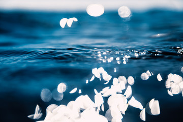 Blue waves in ocean. Water texture