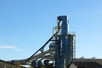 Air duct pipe and roof for industrial with blue sky background