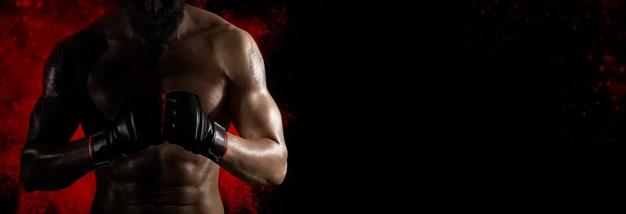 Foto op Plexiglas Martial arts fighter (MMA). Sports banner © Andrey Burmakin