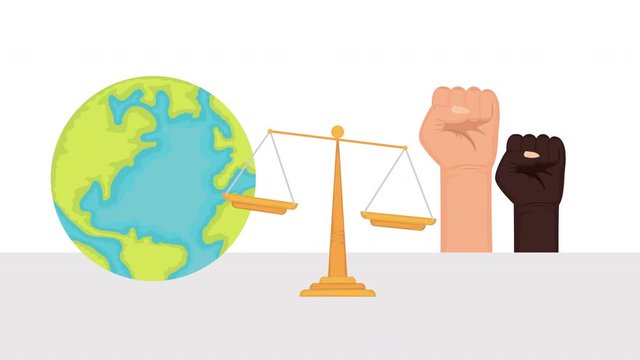 human rights animation with set icons