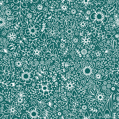 seamless pattern with flowers and hearts 