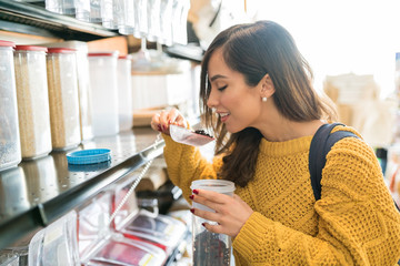 Woman Shopping In Grocery Store