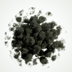 Black cloud on a white background. 3d illustration, 3d rendering.