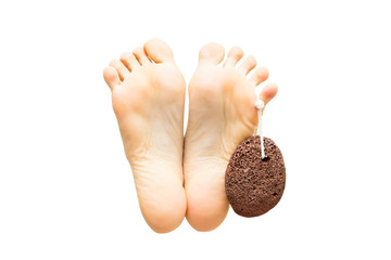 Naked girl legs and pumice