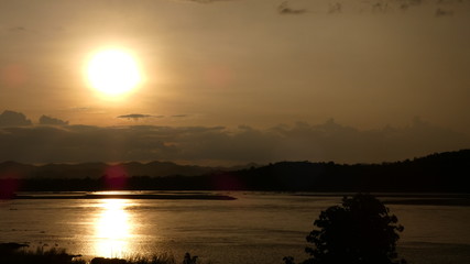 Sunset in Laos on the Mekong river