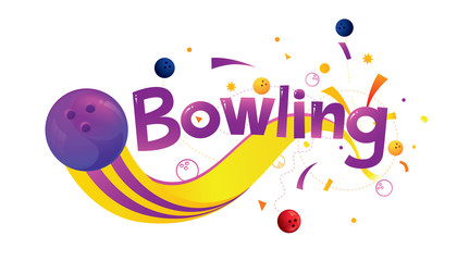 Bowling  sports banner or poster design. Vector abstract colored sports background.
