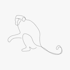 Monkey continuous line drawing animal vector illustration