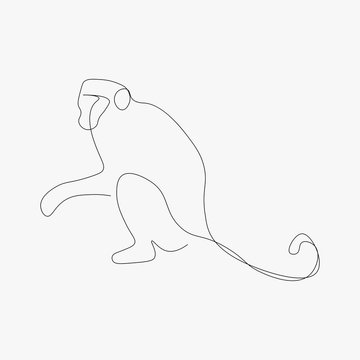 Monkey continuous line drawing animal vector illustration