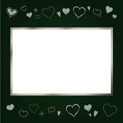 黒板風ハートフォトフレーム 正方形 （背景緑）
