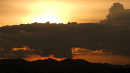 Sunset in Laos on the Mekong river