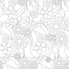 Floral seamless pattern. Art monochrome design element stock vector illustration for web, for print, for fabric print, for textile, for wallpaper, for cover