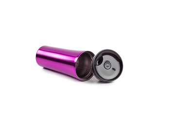 purple burgundy thermos on a white background isolated