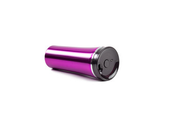 purple burgundy thermos on a white background isolated
