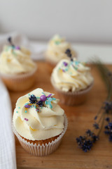 cupcakes with frosting and sprinkles
