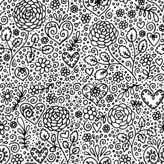seamless pattern with flowers and leaves
